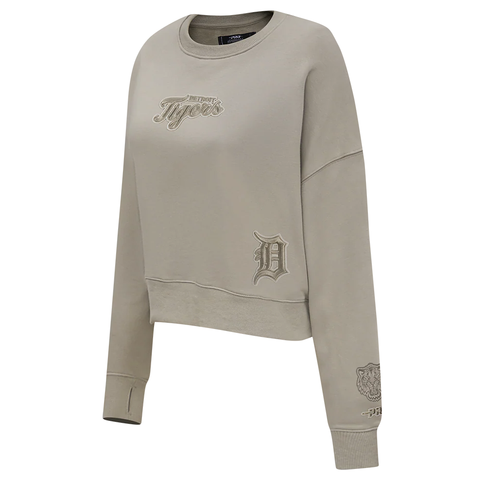 MLB DETROIT TIGERS WINGSPAN WOMEN'S FLC CREWNECK (TAUPE) - Image 4