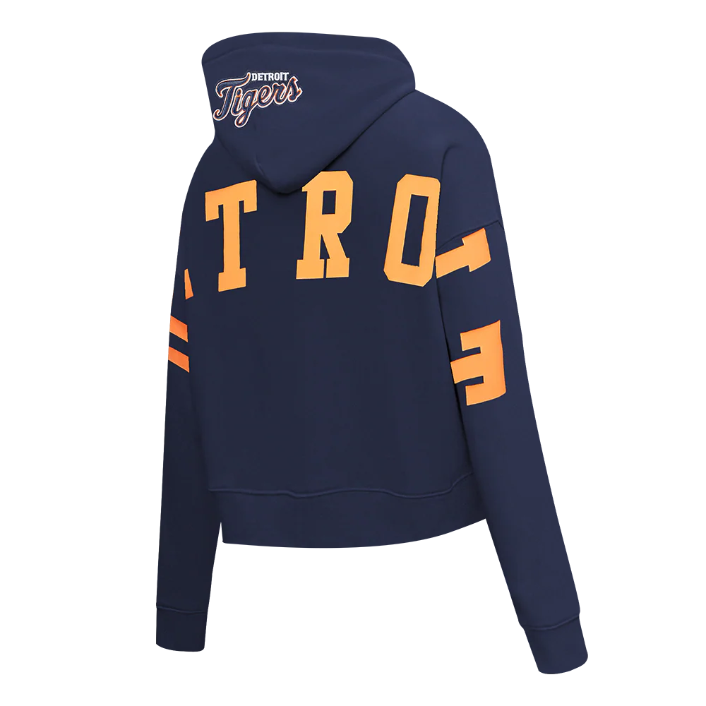 MLB DETROIT TIGERS WINGSPAN WOMEN'S FLC CROPPED PO HOODIE (MIDNIGHT NAVY) - Image 4