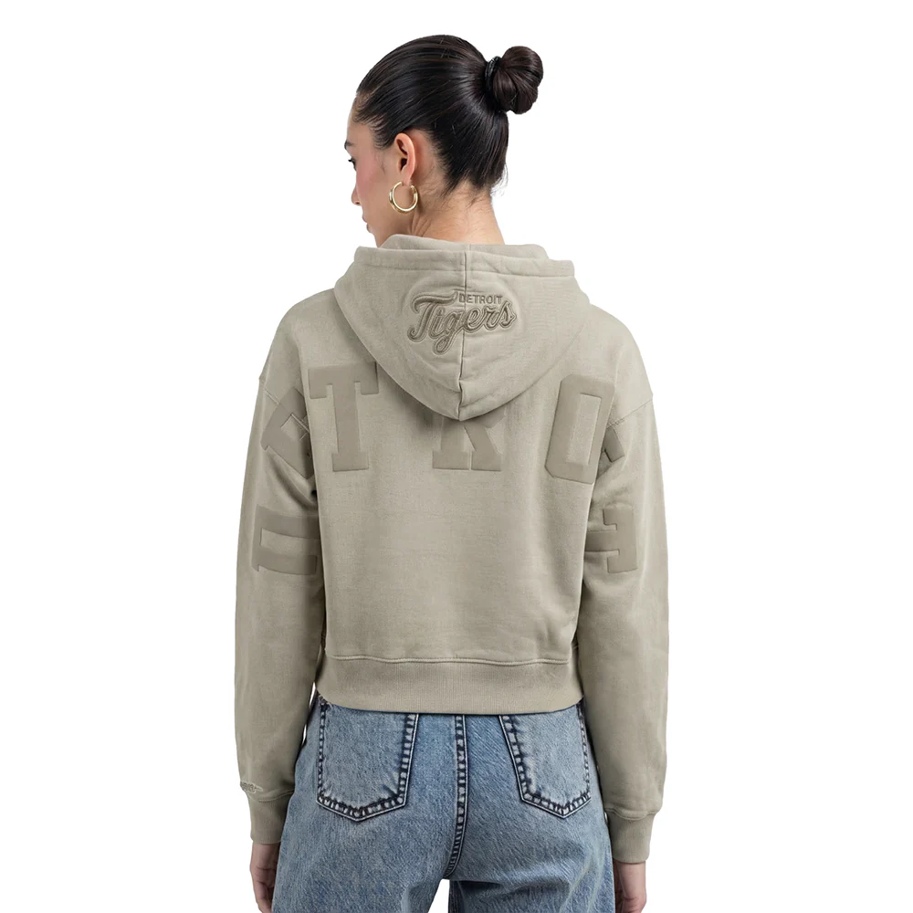 MLB DETROIT TIGERS WINGSPAN WOMEN'S FLC CROPPED PO HOODIE (TAUPE)