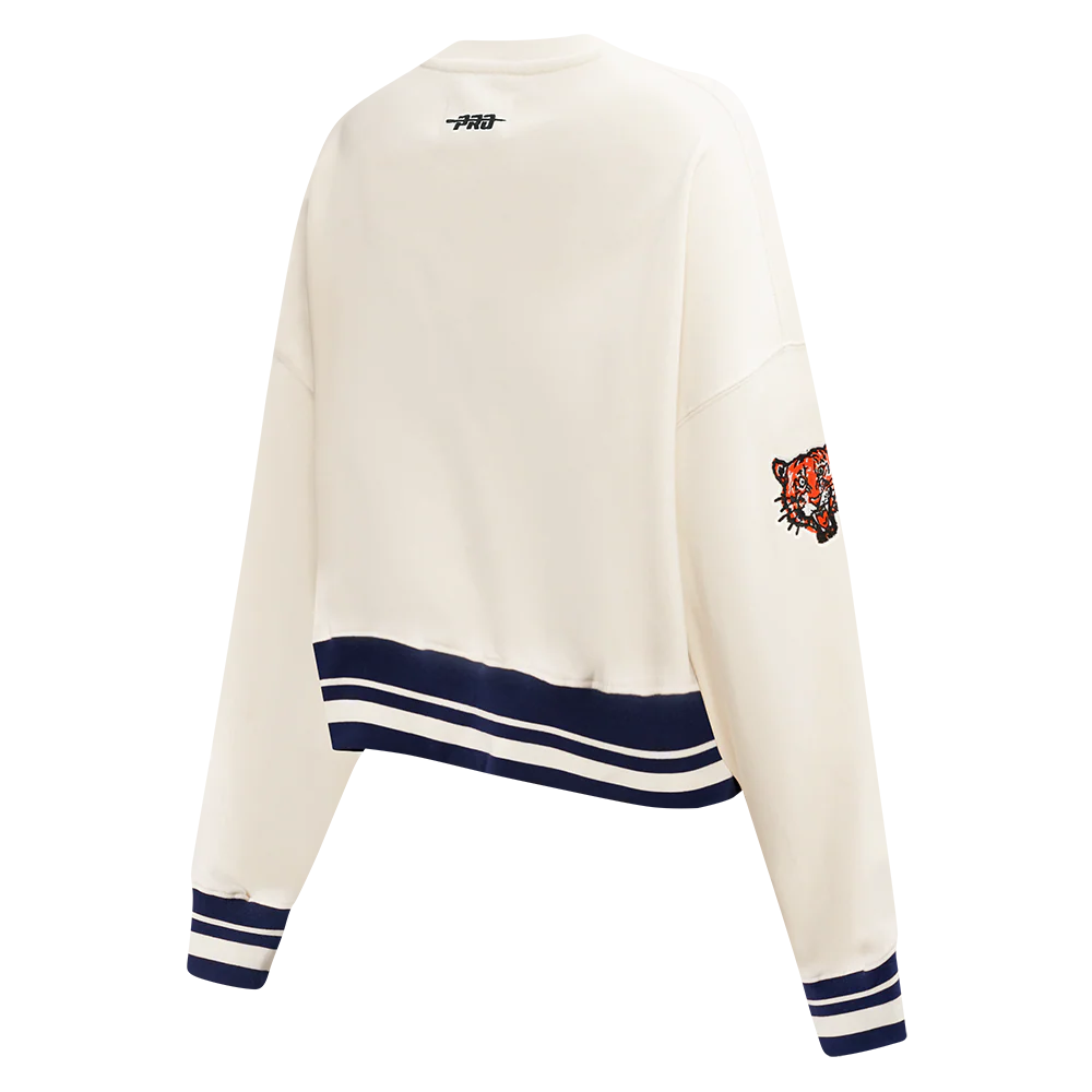 MLB DETROIT TIGERS RETRO CLASSICS WOMEN'S CREWNECK SWEATSHIRT (EGGSHELL/ MIDNIGHT NAVY) - Image 4