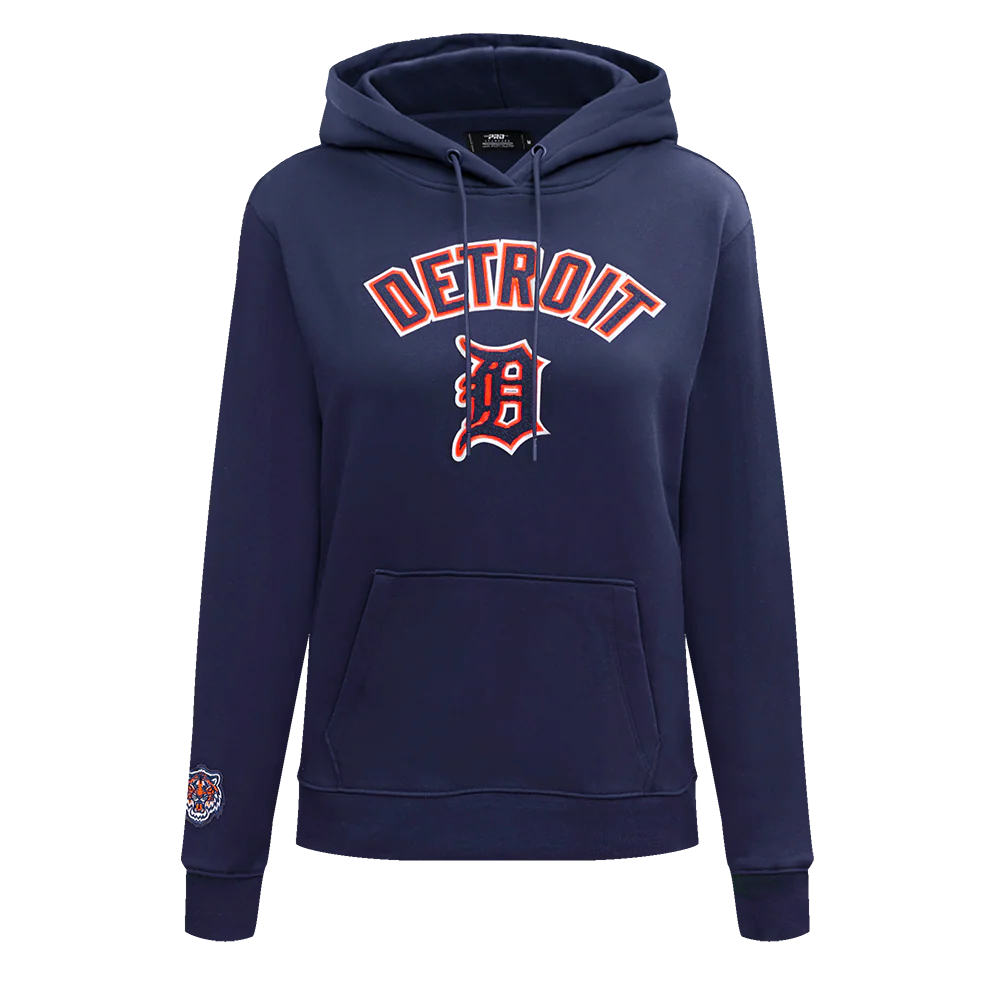 MLB DETROIT TIGERS CLASSIC WOMEN'S FLEECE PULLOVER HOODIE (MIDNIGHT NAVY)