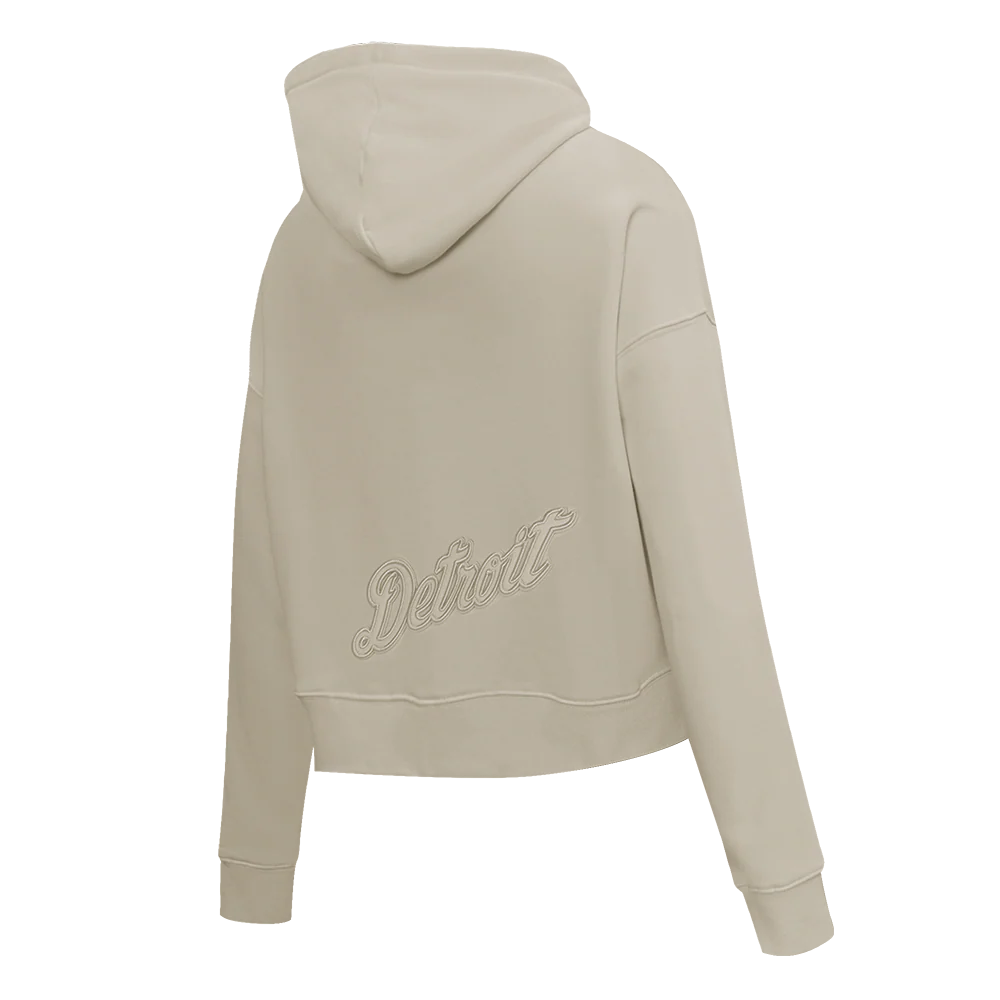 MLB DETROIT TIGERS NEUTRAL CROPPED WOMEN'S PULLOVER HOODIE (TAUPE) - Image 4