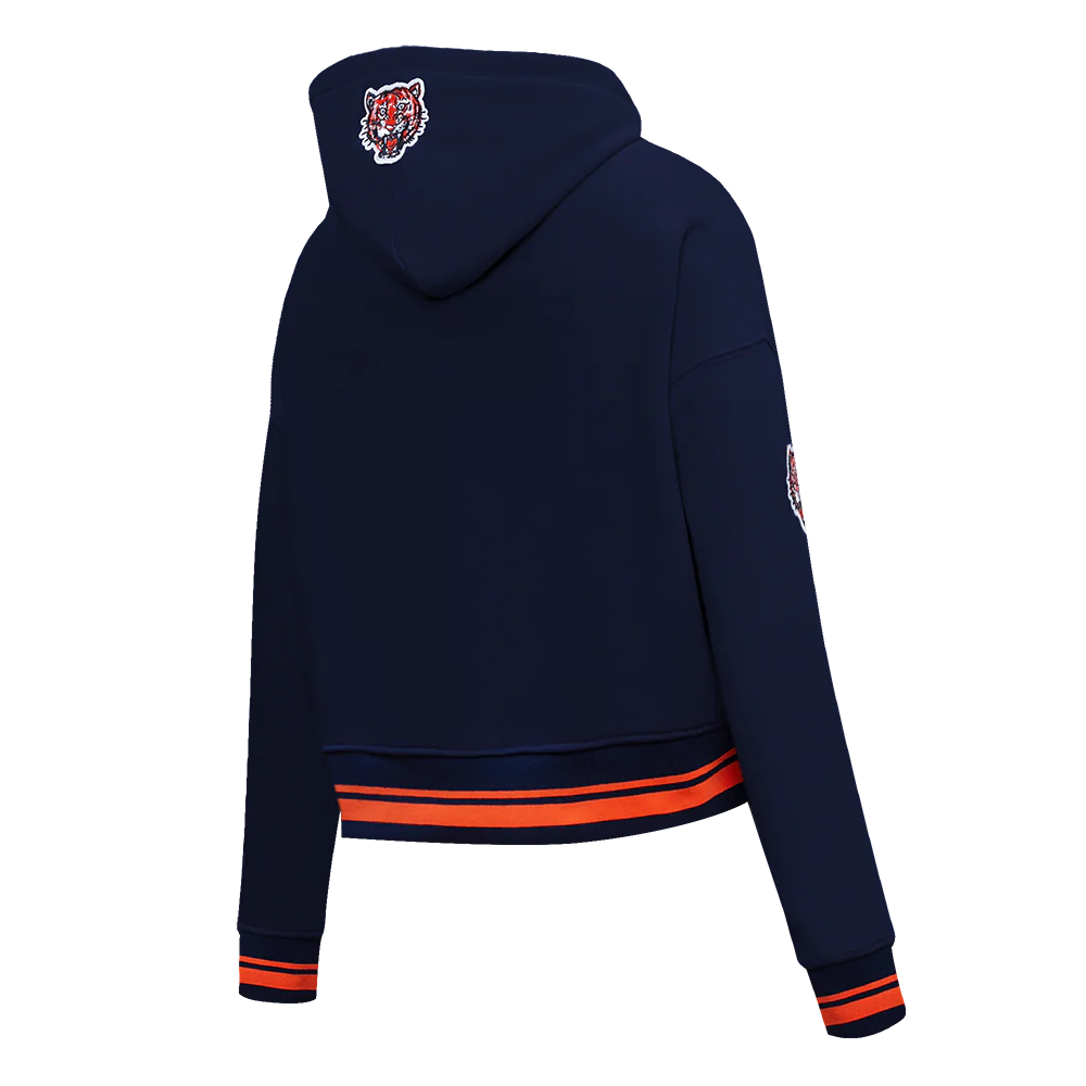 MLB DETROIT TIGERS RETRO CLASSIC WOMEN'S RIB CROPPED PULLOVER HOODIE (MIDNIGHT NAVY/ORANGE/ MIDNIGHT) - Image 3