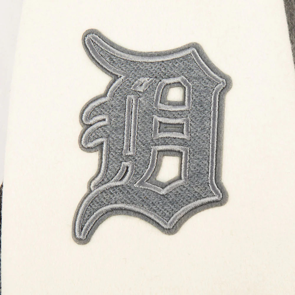 MLB DETROIT TIGERS REVERSE FRENCH TERRY WOMEN'S WOOL VARSITY JACKET (BLACK/GRAY/EGGSHELL) - Image 10