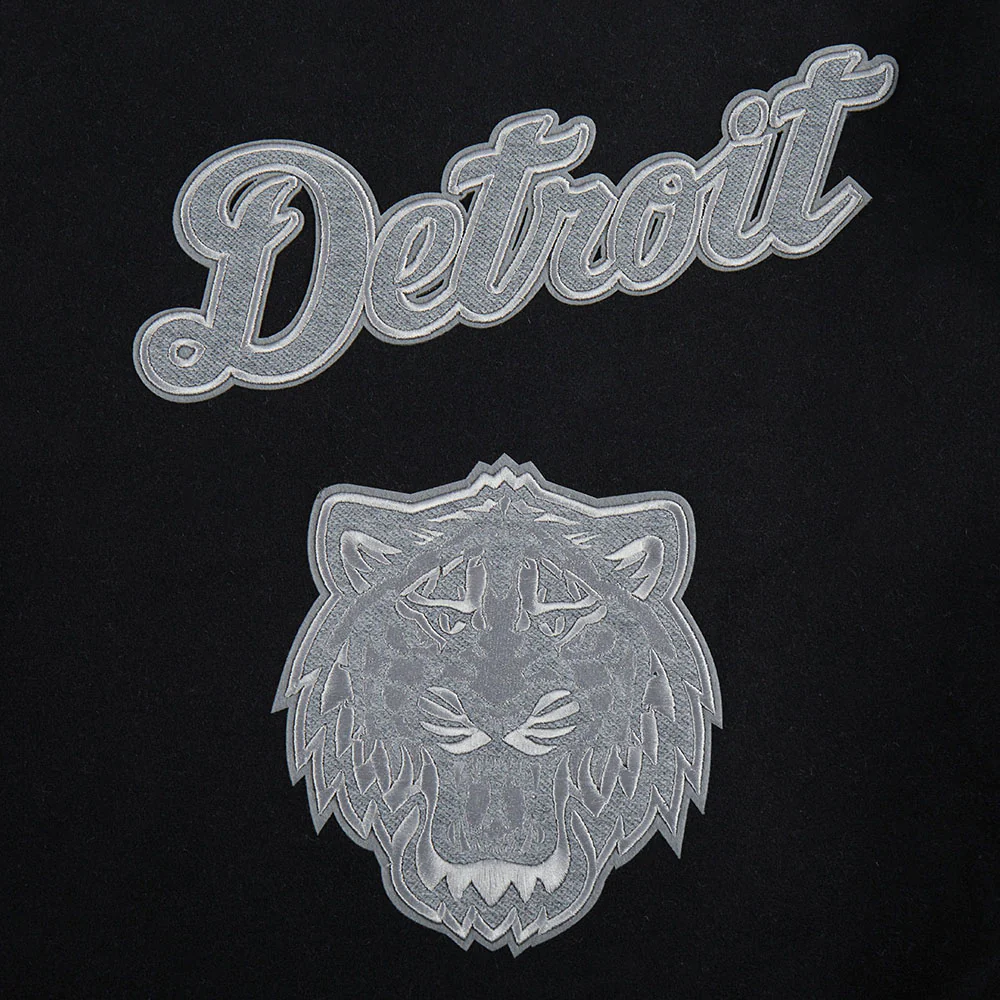 MLB DETROIT TIGERS REVERSE FRENCH TERRY WOMEN'S WOOL VARSITY JACKET (BLACK/GRAY/EGGSHELL) - Image 11