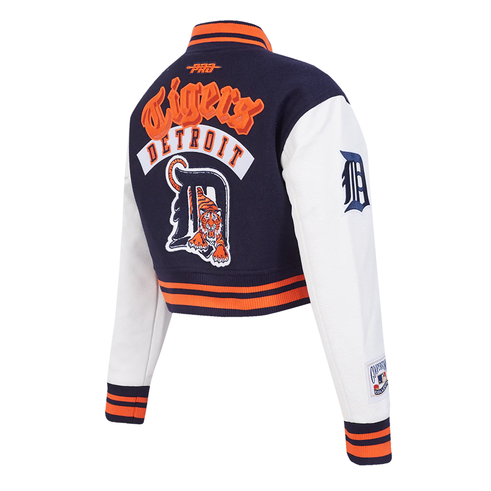 MLB DETROIT TIGERS BEST OF WOMEN'S CROPPED RIB WOOL VARSITY JACKET (MIDNIGHT NAVY/ORANGE/MIDNIGHT NAVY) - Image 6