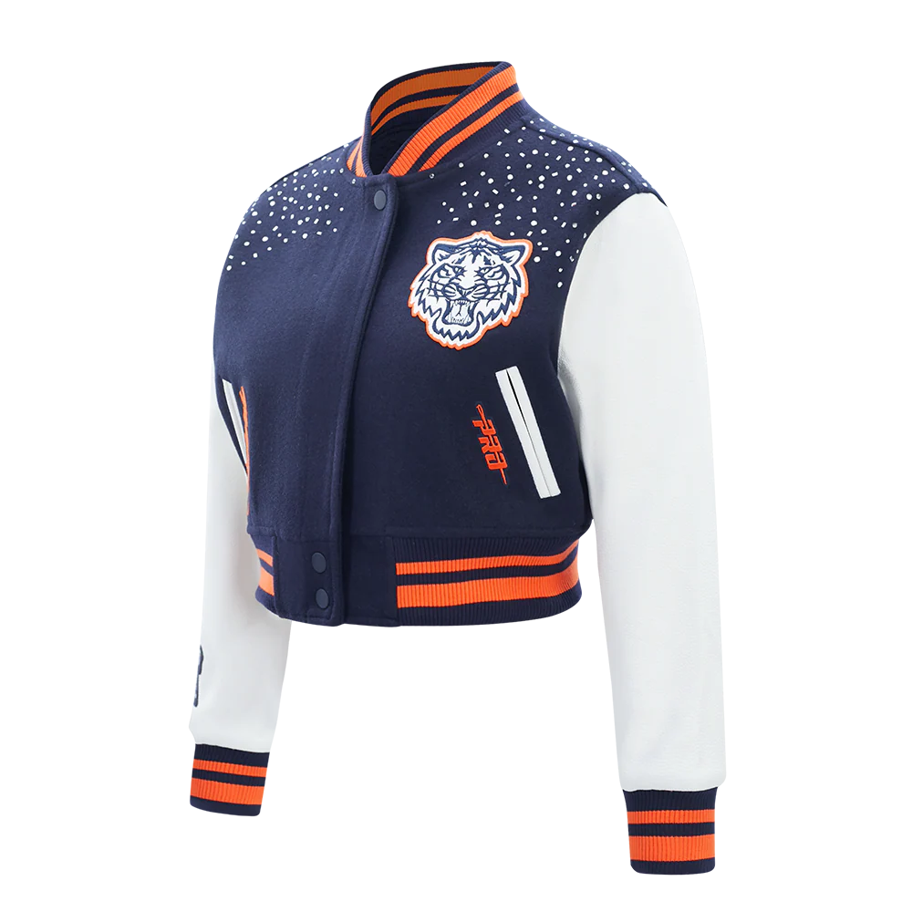 MLB DETROIT TIGERS LEGACY WOMEN'S CROPPED RIB WOOL VARSITY JACKET (MIDNIGHT NAVY/ORANGE/MIDNIGHT NAVY) - Image 10