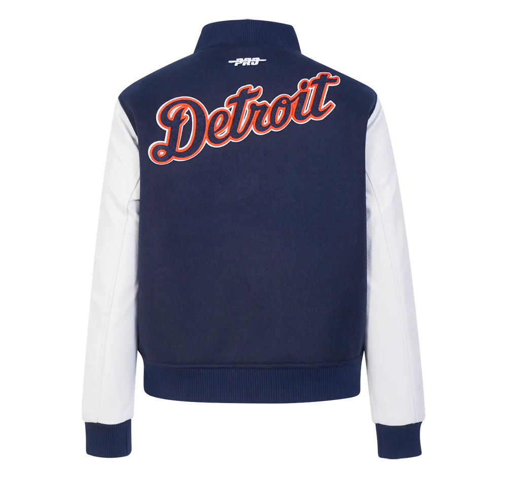 MLB DETROIT TIGERS CLASSIC WOMEN'S WOOL VARSITY JACKET (MIDNIGHT NAVY/WHITE) - Image 3