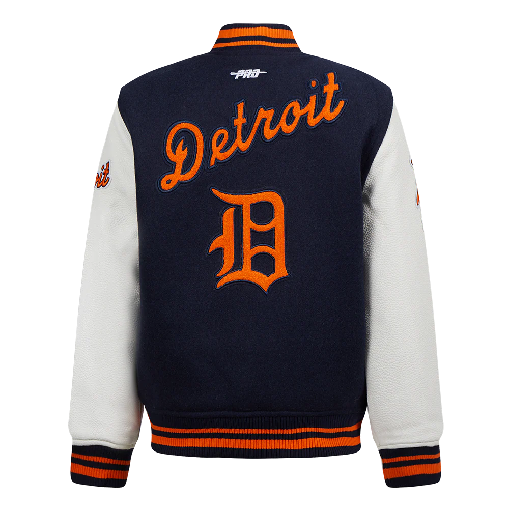 MLB DETROIT TIGERS RETRO CLASSIC LITTLE BOYS RIB WOOL VARSITY JACKET (MIDNIGHT NAVY/ORANGE/MIDNIGHT NAVY) - Image 3