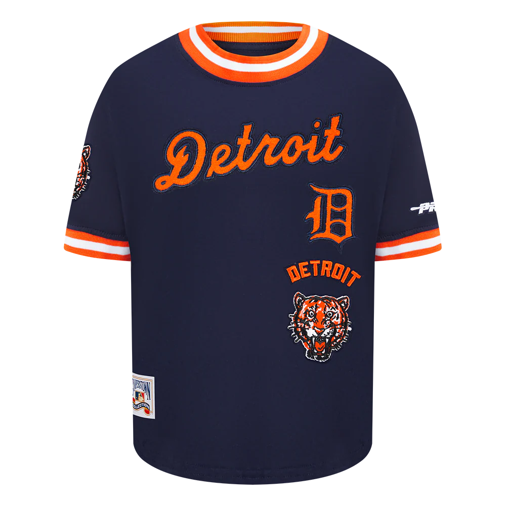 MLB DETROIT TIGERS RETRO CLASSIC TODDLER BOYS SHORT SLEEVE STRIPED RIB TOP (MIDNIGHT NAVY/ORANGE)