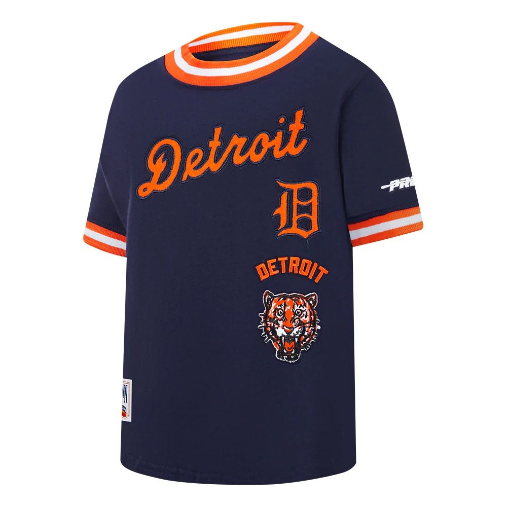 MLB DETROIT TIGERS RETRO CLASSIC TODDLER BOYS SHORT SLEEVE STRIPED RIB TOP (MIDNIGHT NAVY/ORANGE) - Image 2