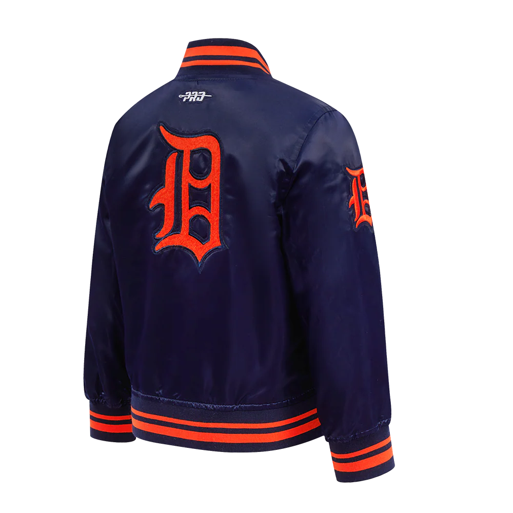 MLB DETROIT TIGERS RETRO CLASSIC TODDLER BOYS RIB SATIN JACKET (MIDNIGHT NAVY/ORANGE/MIDNIGHT NAVY) - Image 4