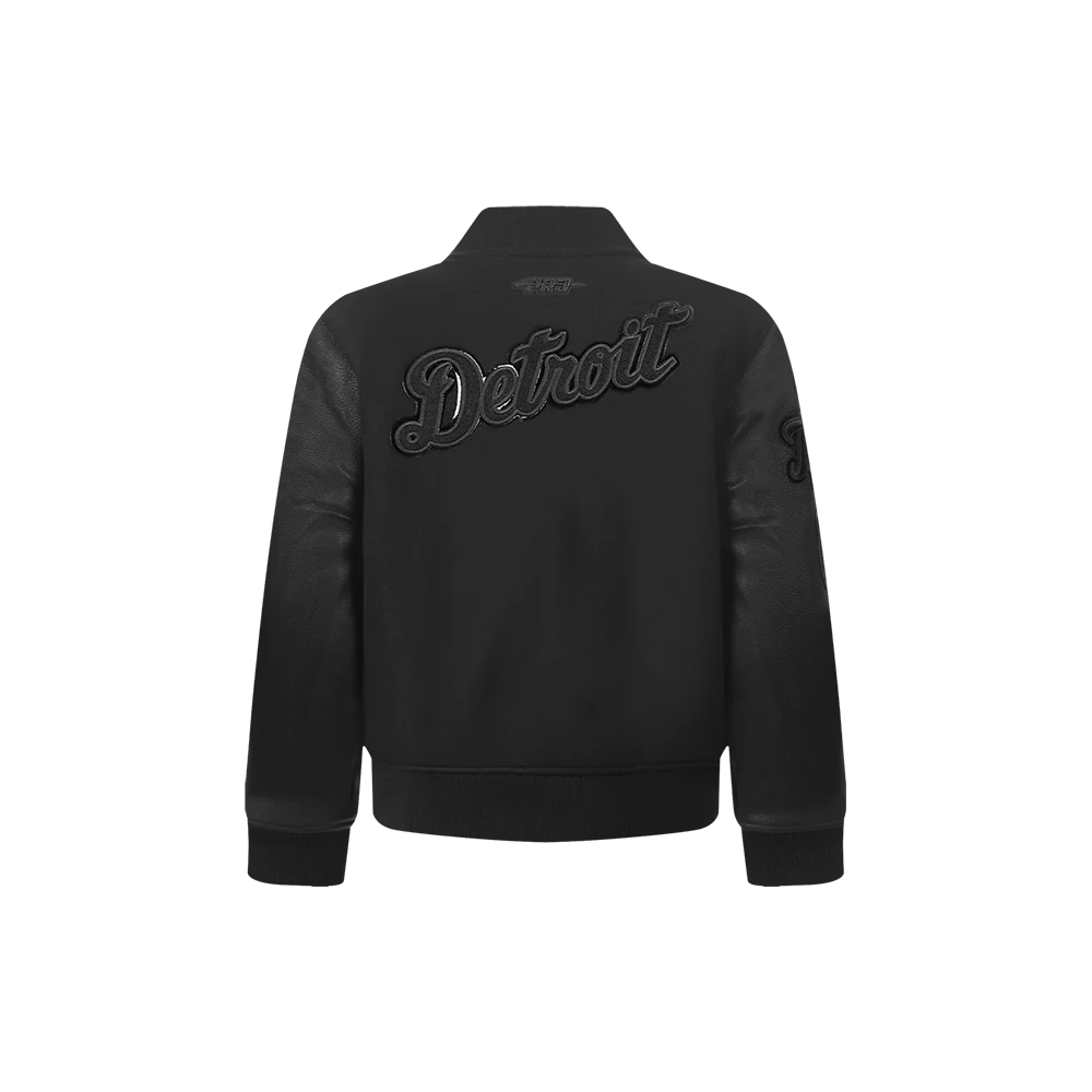 MLB DETROIT TIGERS TRIPLE BLACK TODDLER BOYS WOOL VARSITY JACKET (JET BLACK) - Image 3