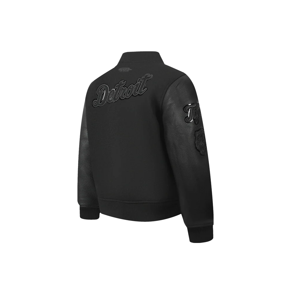 MLB DETROIT TIGERS TRIPLE BLACK TODDLER BOYS WOOL VARSITY JACKET (JET BLACK) - Image 4