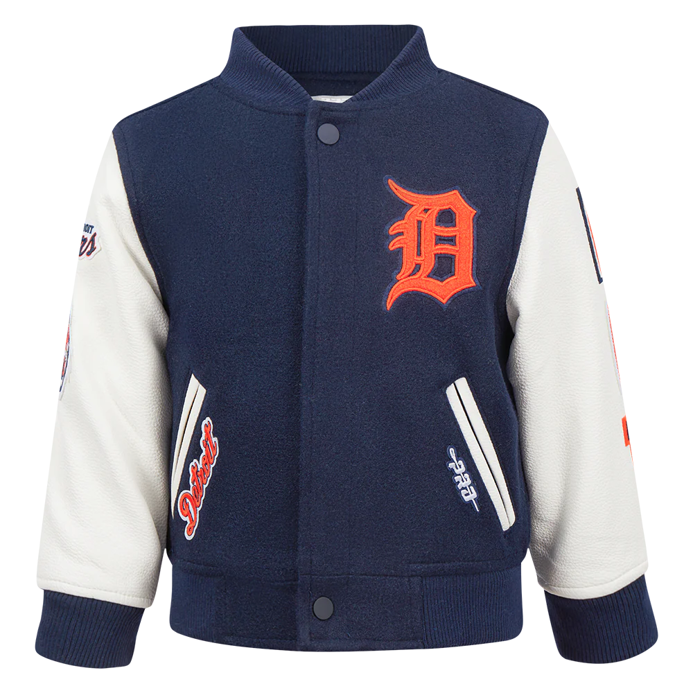 MLB DETROIT TIGERS CLASSIC TODDLER BOYS WOOL VARSITY JACKET (MIDNIGHT NAVY/WHITE)