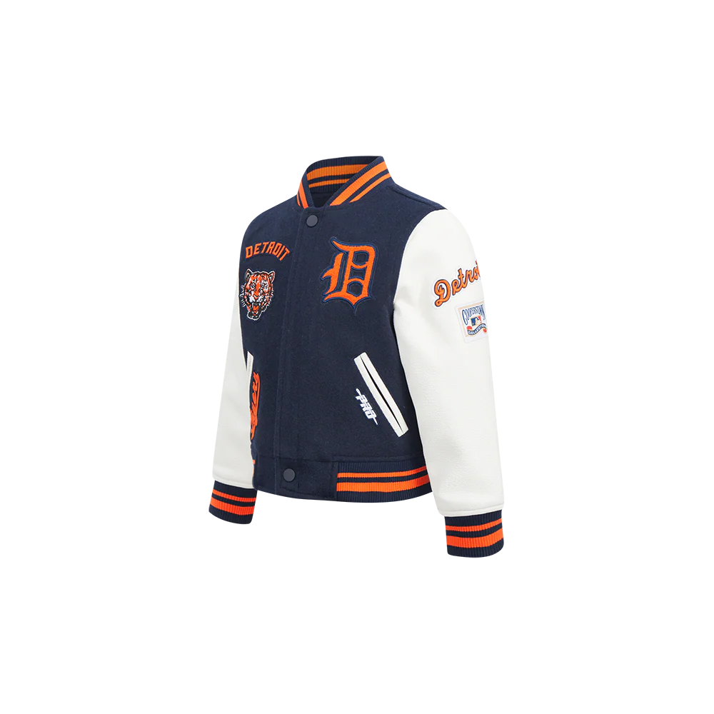 MLB DETROIT TIGERS RETRO CLASSIC TODDLER BOYS RIB WOOL VARSITY JACKET (MIDNIGHT NAVY/ORANGE/MIDNIGHT NAVY) - Image 2