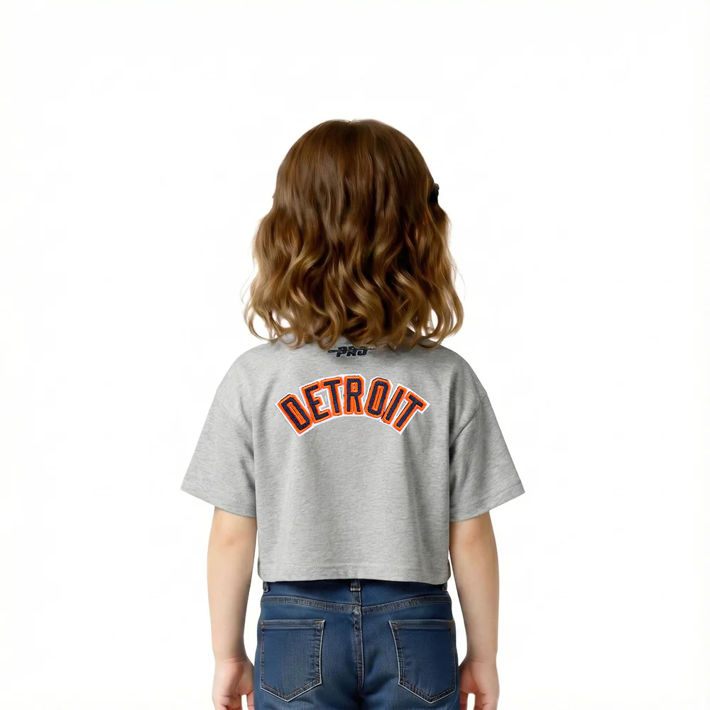 MLB DETROIT TIGERS CLASSIC TODDLER GIRLS SHORT SLEEVE BOXY TOP (HEATHER GREY) - Image 2