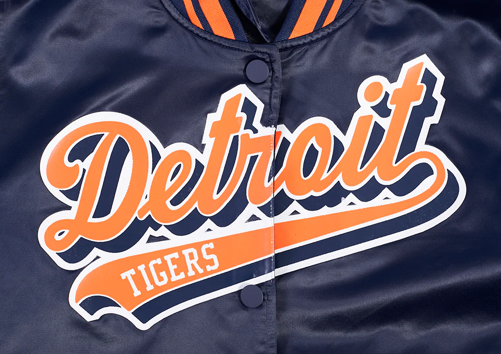 MLB DETROIT TIGERS SCRIPT TAIL WOMEN'S SATIN JACKET (MIDNIGHT NAVY/ORANGE/MIDNIGHT NAVY) - Image 6