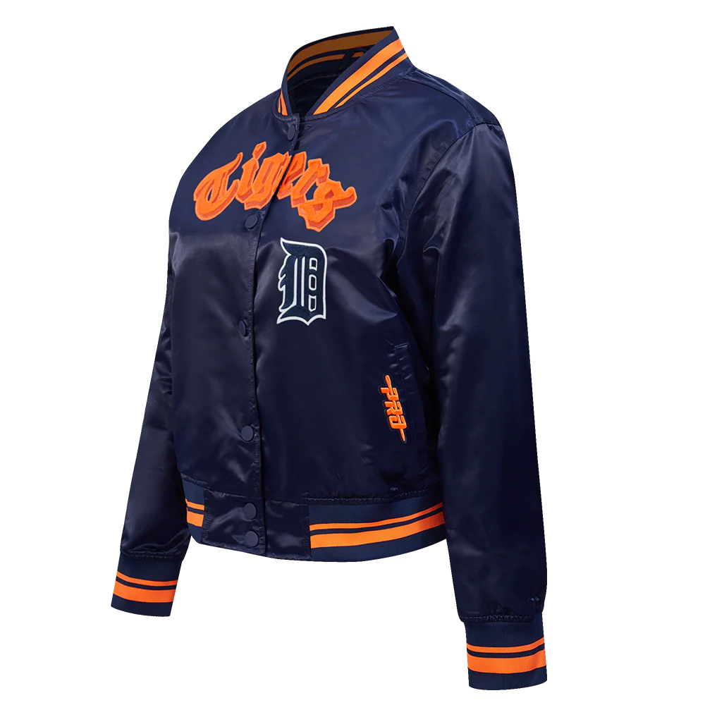 MLB DETROIT TIGERS BEST OF WOMEN'S RIB SATIN JACKET (MIDNIGHT NAVY/ORANGE/MIDNIGHT NAVY) - Image 4