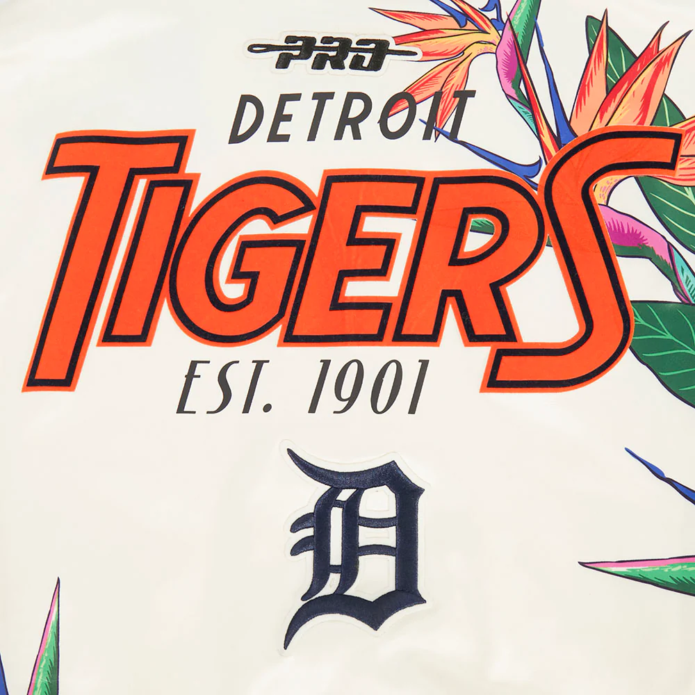 MLB DETROIT TIGERS PARADISE WOMEN'S SATIN JACKET (EGGSHELL/ BLACK) - Image 10