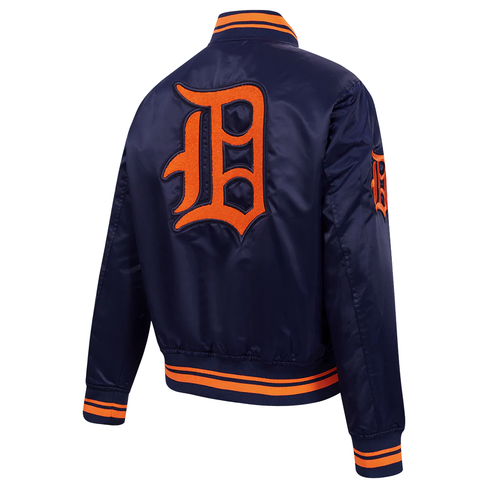 MLB DETROIT TIGERS RETRO CLASSIC WOMEN'S RIB SATIN JACKET (MIDNIGHT NAVY/ORANGE/ MIDNIGHT) - Image 3