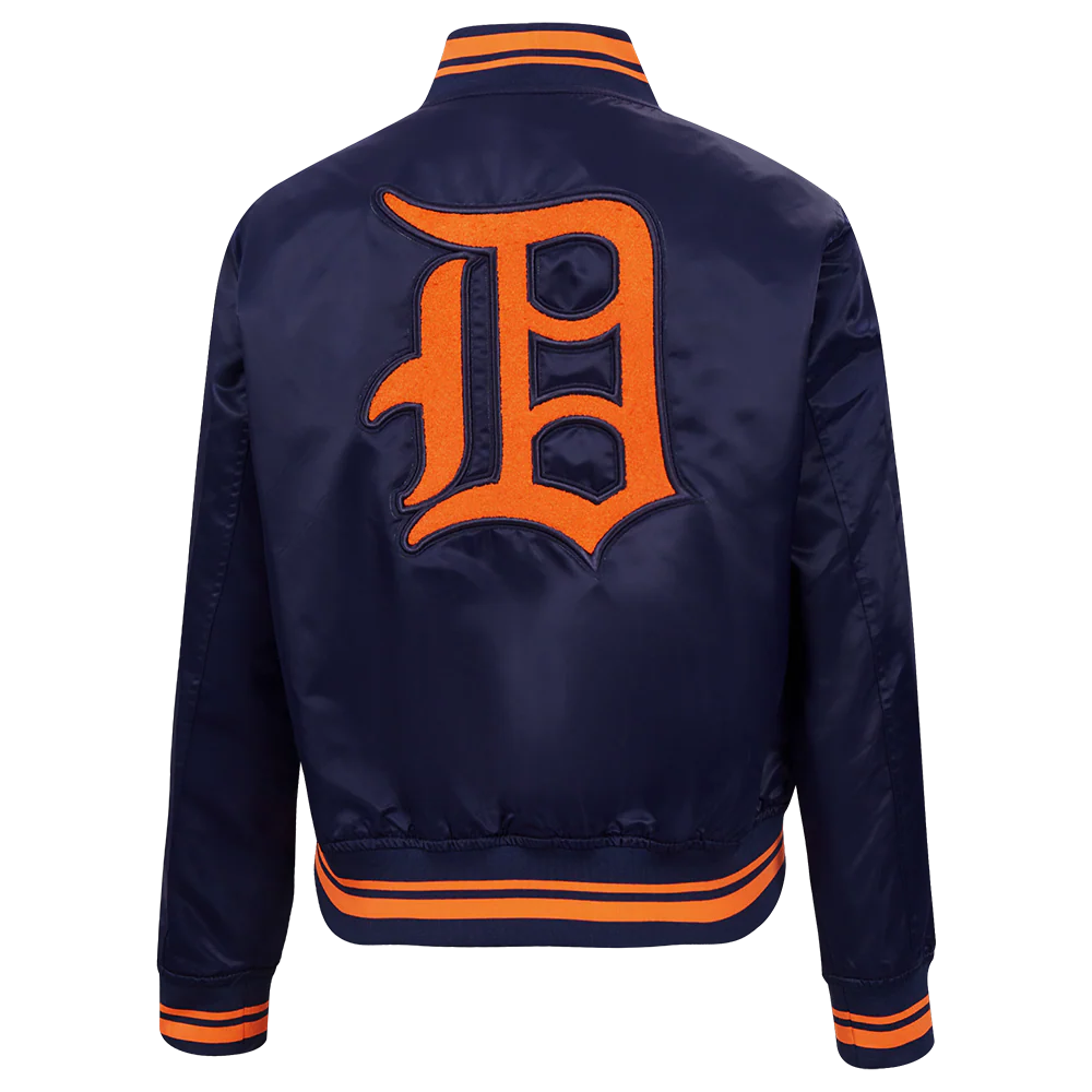 MLB DETROIT TIGERS RETRO CLASSIC WOMEN'S RIB SATIN JACKET (MIDNIGHT NAVY/ORANGE/ MIDNIGHT) - Image 4