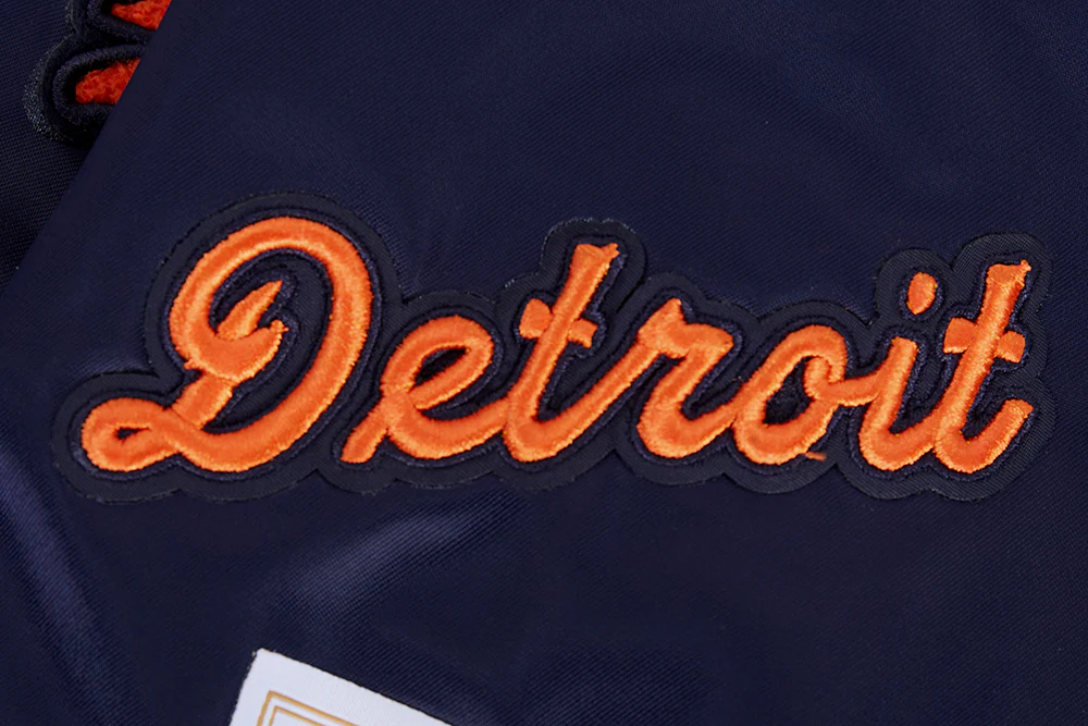 MLB DETROIT TIGERS RETRO CLASSIC WOMEN'S RIB SATIN JACKET (MIDNIGHT NAVY/ORANGE/ MIDNIGHT) - Image 7