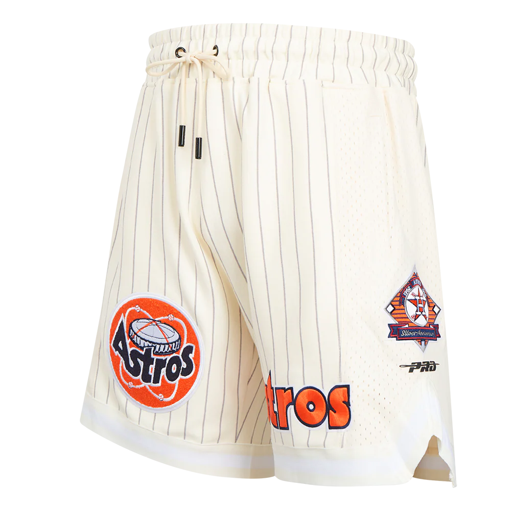 MLB HOUSTON ASTROS PINSTRIPE RETRO CLASSIC MEN'S DOUBLE KNIT 2.0 SHORT (EGGSHELL/ GREY)