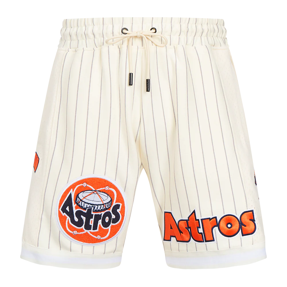 MLB HOUSTON ASTROS PINSTRIPE RETRO CLASSIC MEN'S DOUBLE KNIT 2.0 SHORT (EGGSHELL/ GREY) - Image 2