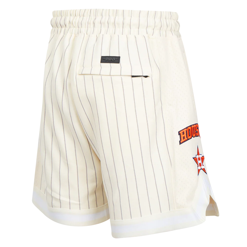MLB HOUSTON ASTROS PINSTRIPE RETRO CLASSIC MEN'S DOUBLE KNIT 2.0 SHORT (EGGSHELL/ GREY) - Image 4