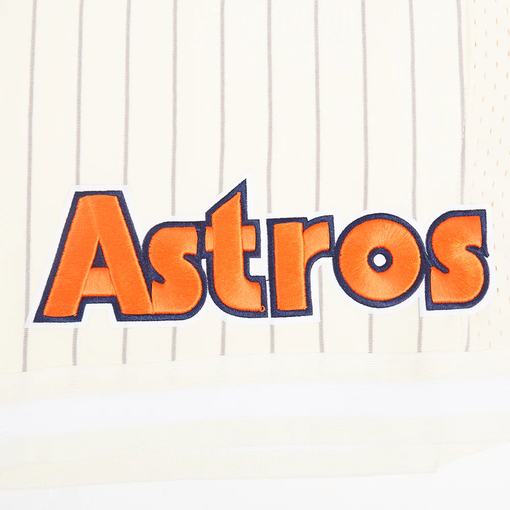 MLB HOUSTON ASTROS PINSTRIPE RETRO CLASSIC MEN'S DOUBLE KNIT 2.0 SHORT (EGGSHELL/ GREY) - Image 6