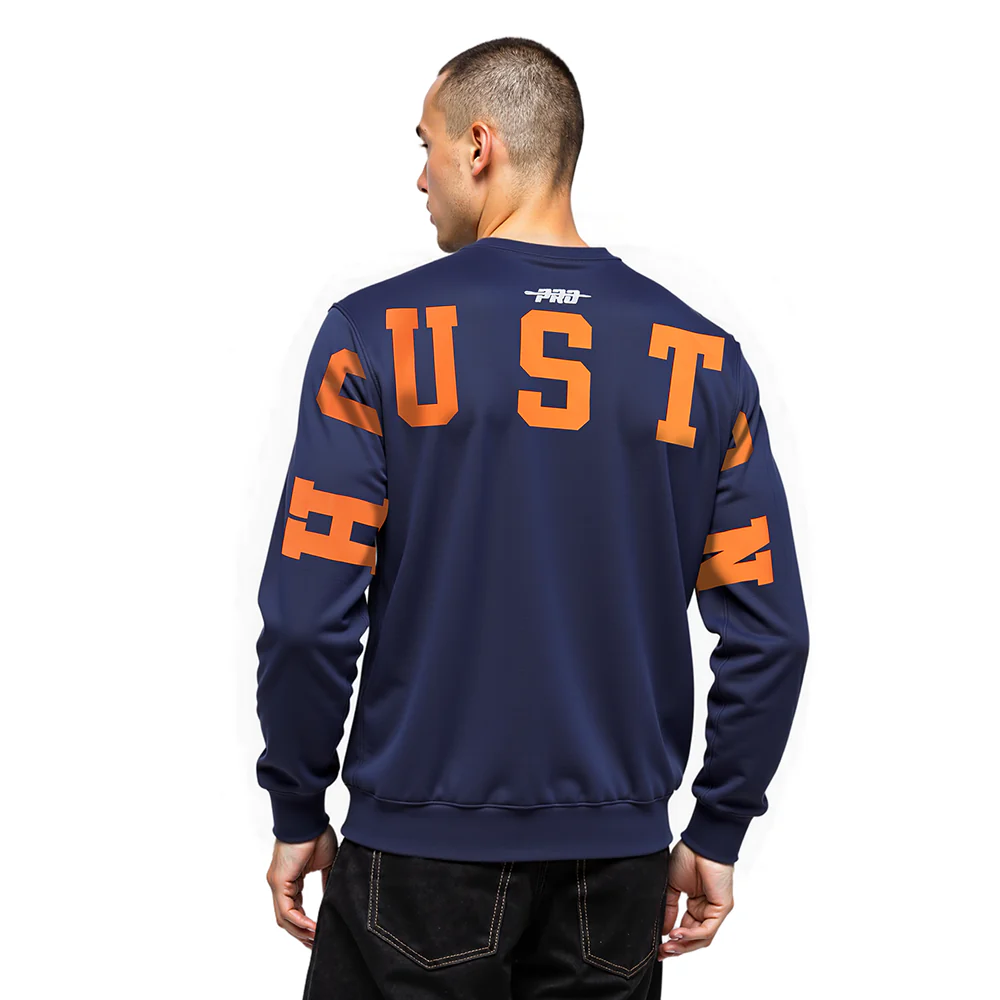 MLB HOUSTON ASTROS WINGSPAN MEN'S DROP SHOULDER FLC CREWNECK (MIDNIGHT NAVY)