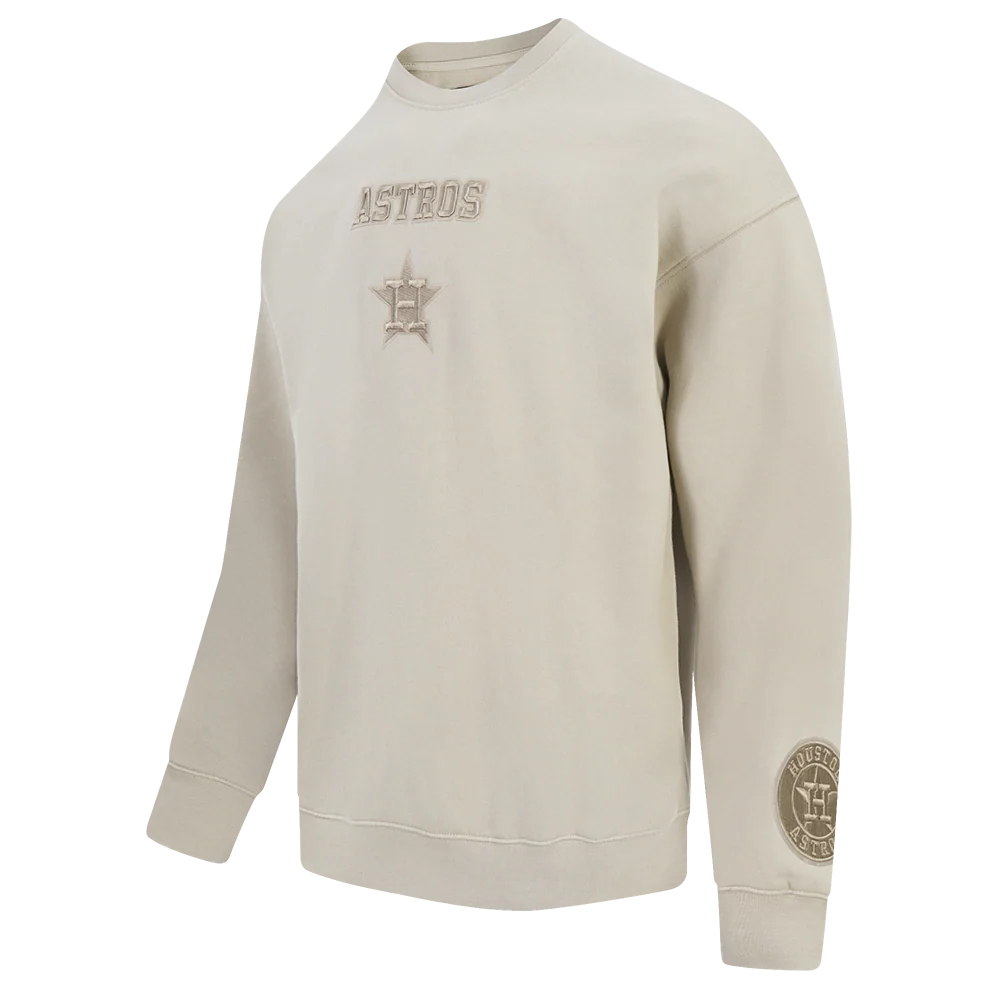 MLB HOUSTON ASTROS WINGSPAN MEN'S DROP SHOULDER FLC CREWNECK (TAUPE) - Image 3