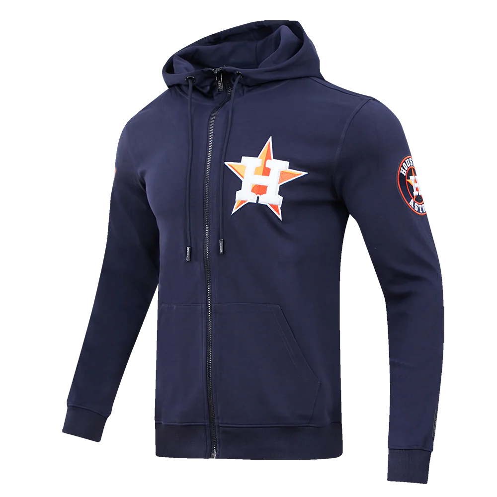 MLB HOUSTON ASTROS CLASSIC CHENILLE MEN'S FULL ZIP PULLOVER HOODIE (MIDNIGHT NAVY) - Image 2