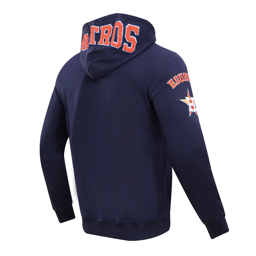 MLB HOUSTON ASTROS CLASSIC CHENILLE MEN'S FULL ZIP PULLOVER HOODIE (MIDNIGHT NAVY) - Image 4