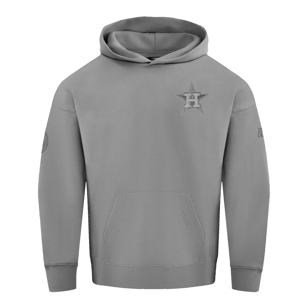 MLB HOUSTON ASTROS NEUTRAL MEN'S DROP SHOULDER PULLOVER HOODIE (DARK HEATHER GRAY)
