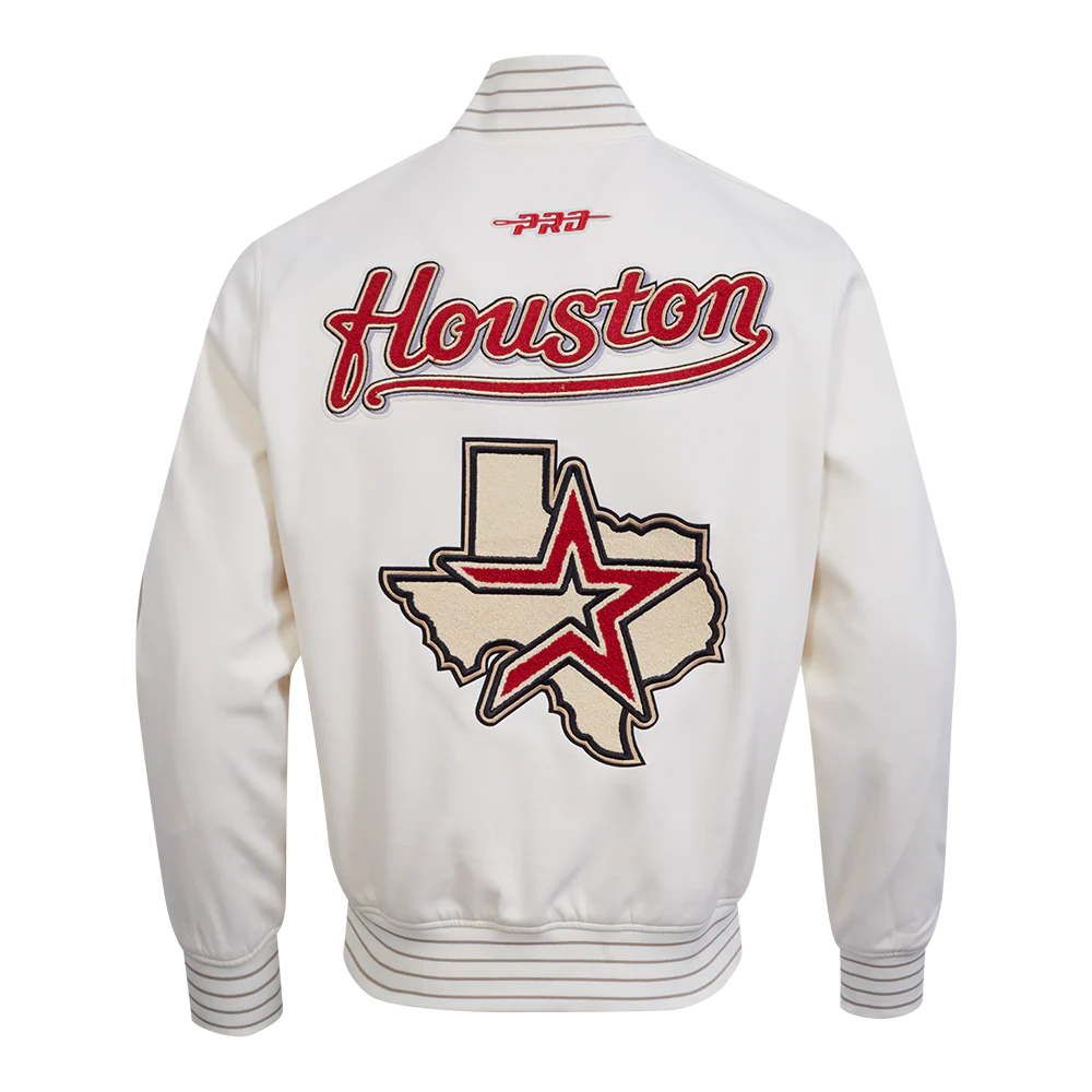 MLB HOUSTON ASTROS COOPERSTOWN LOGO PRO GAME DAY MEN'S DOUBLE KNIT JACKET (EGGSHELL/TAUPE/EGGSHELL) - Image 3