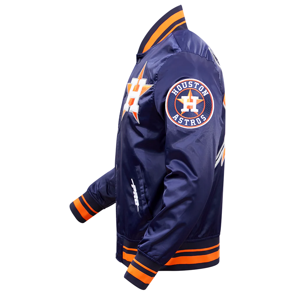 MLB HOUSTON ASTROS RETRO MASHUP MEN'S SATIN JACKET (MIDNIGHT NAVY/ORANGE/ MIDNIGHT) - Image 3