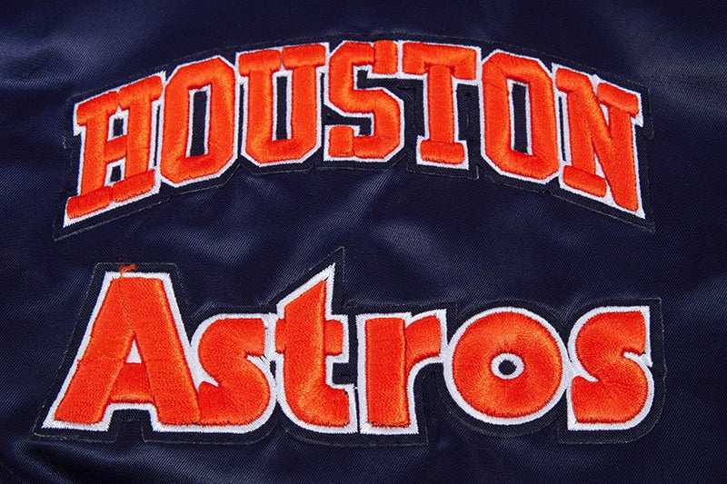 MLB HOUSTON ASTROS RETRO CLASSIC MEN'S RIB SATIN JACKET (MIDNIGHT NAVY/ORANGE/ MIDNIGHT) - Image 5