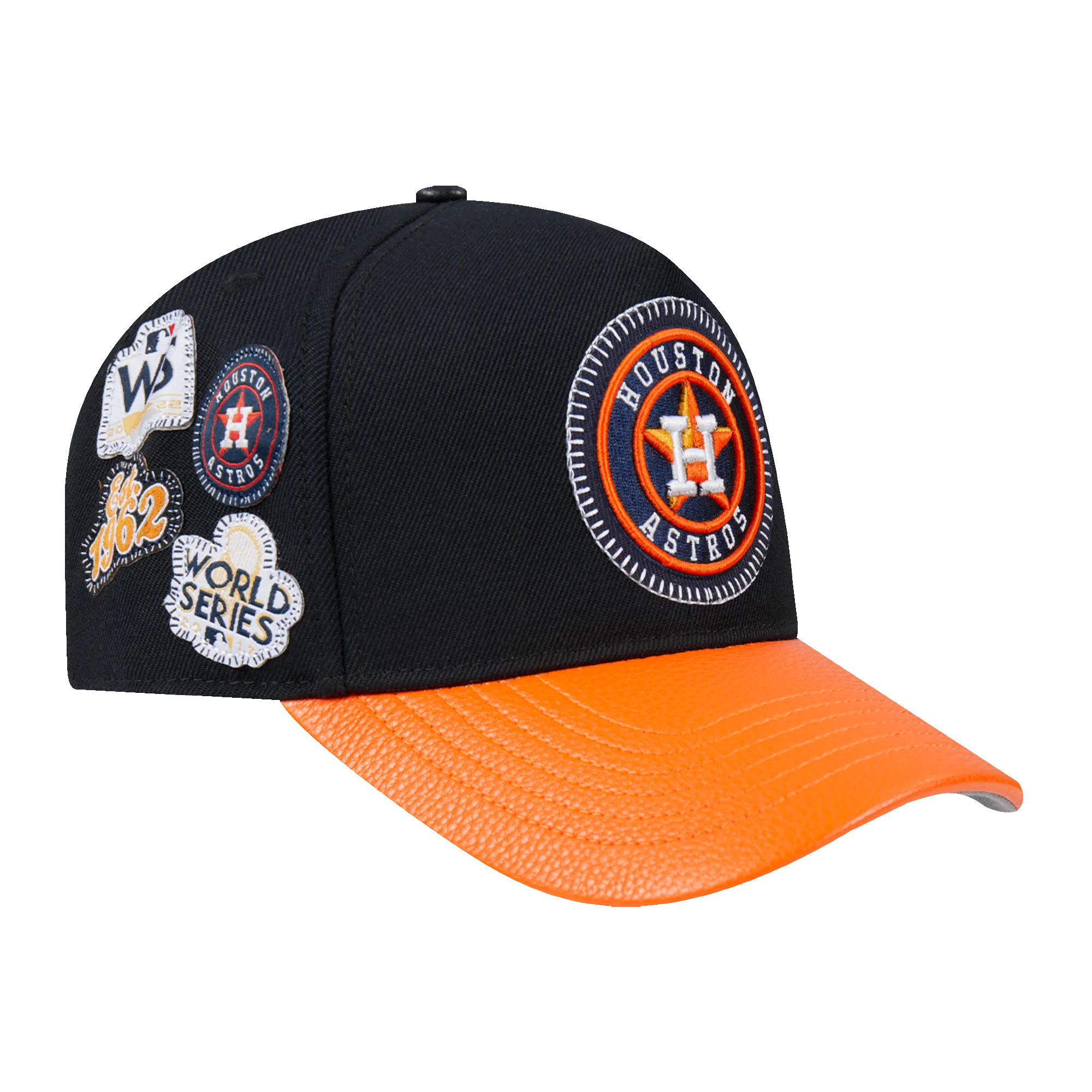 MLB HOUSTON ASTROS DIY PICK STITCH LEATHER PINCH FRONT STRAPBACK (BLACK) - Image 2