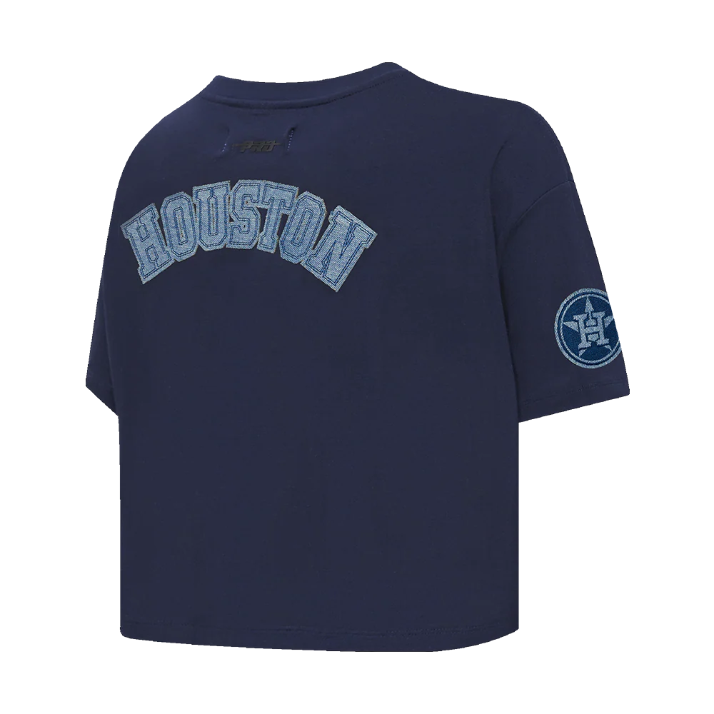 MLB HOUSTON ASTROS VARSITY BLUES WOMEN'S BOXY TOP (MIDNIGHT NAVY) - Image 4