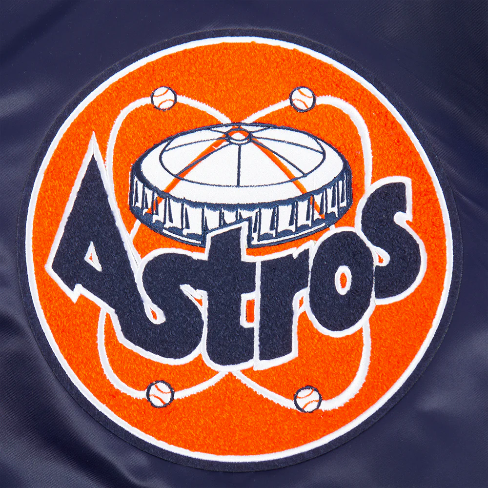MLB HOUSTON ASTROS RETRO CLASSIC BIG BOYS RIB SATIN JACKET (MIDNIGHT NAVY/ORANGE/MIDNIGHT NAVY) - Image 5