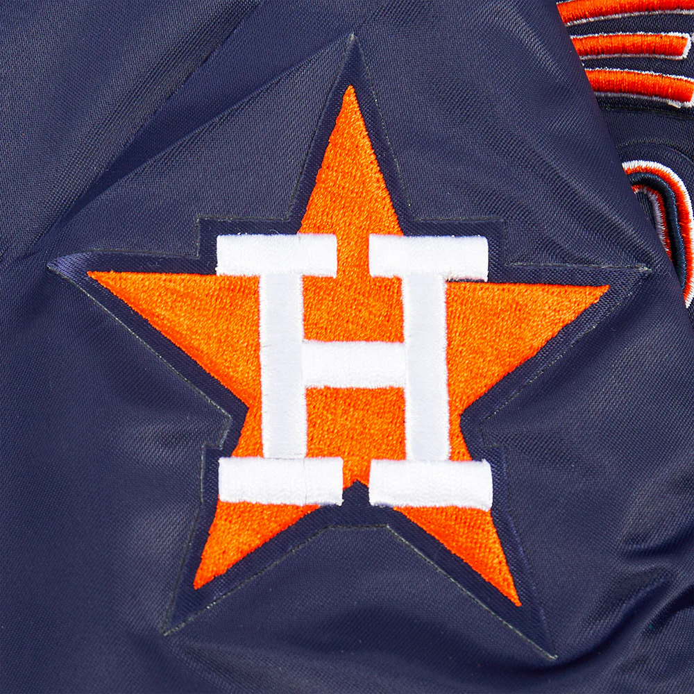 MLB HOUSTON ASTROS RETRO CLASSIC BIG BOYS RIB SATIN JACKET (MIDNIGHT NAVY/ORANGE/MIDNIGHT NAVY) - Image 6