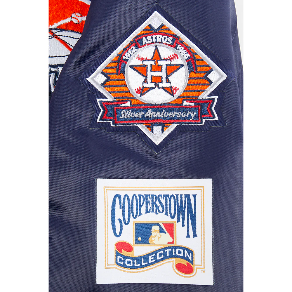 MLB HOUSTON ASTROS RETRO CLASSIC BIG BOYS RIB SATIN JACKET (MIDNIGHT NAVY/ORANGE/MIDNIGHT NAVY) - Image 7