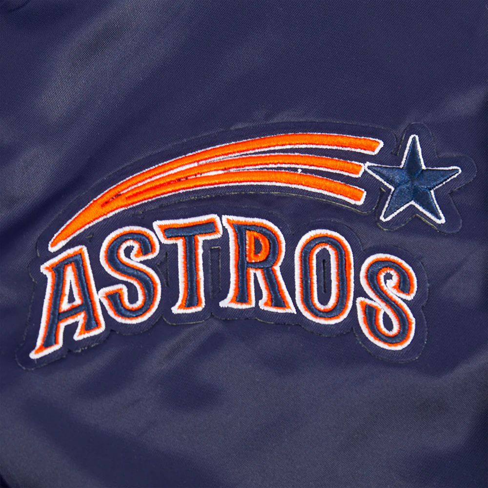MLB HOUSTON ASTROS RETRO CLASSIC BIG BOYS RIB SATIN JACKET (MIDNIGHT NAVY/ORANGE/MIDNIGHT NAVY) - Image 8