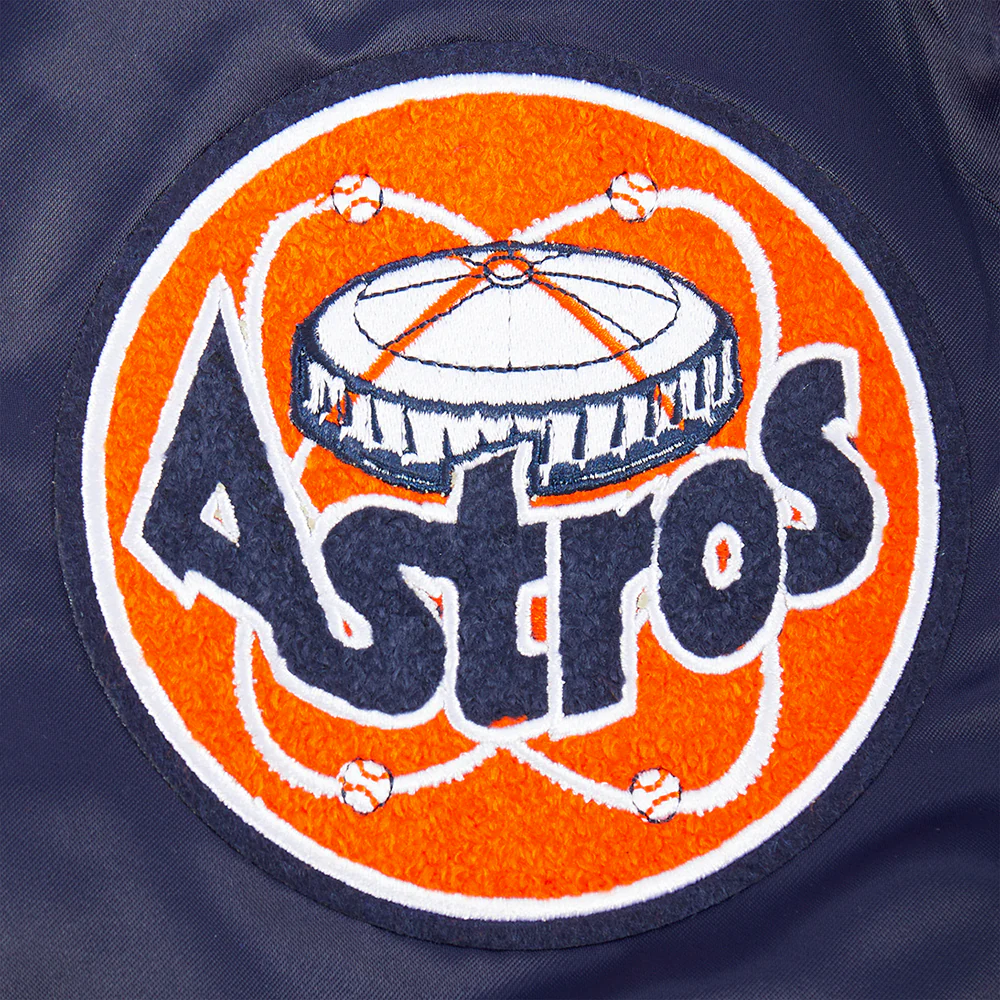 MLB HOUSTON ASTROS RETRO CLASSIC BIG BOYS RIB SATIN JACKET (MIDNIGHT NAVY/ORANGE/MIDNIGHT NAVY) - Image 9
