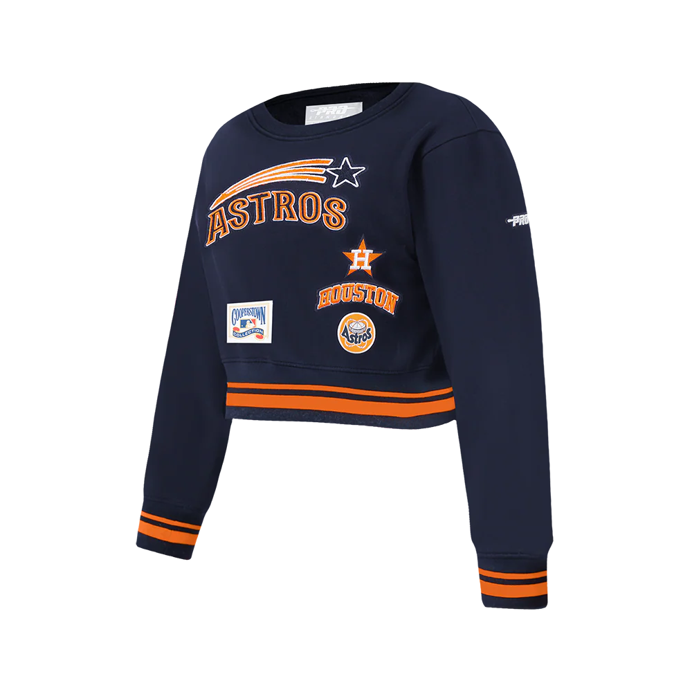 MLB HOUSTON ASTROS RETRO CLASSIC BIG GIRLS RIB FLEECE CREWNECK (MIDNIGHT NAVY/ORANGE/MIDNIGHT NAVY) - Image 2