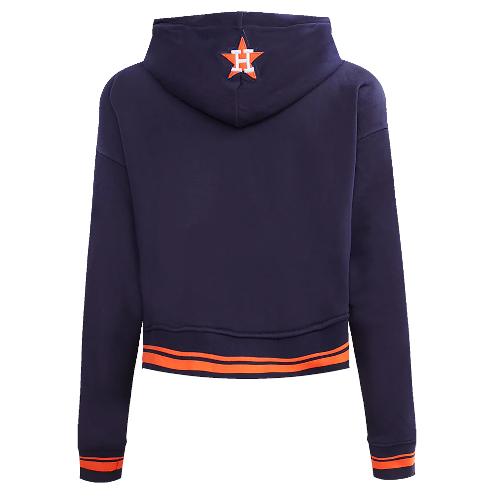 MLB HOUSTON ASTROS RETRO CLASSIC WOMEN'S CROPPED PULLOVER HOODIE (MIDNIGHT NAVY/ORANGE/MIDNIGHT NAVY) - Image 3