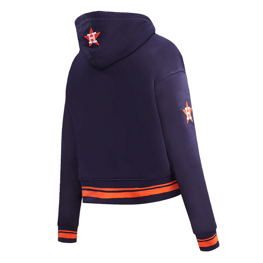 MLB HOUSTON ASTROS RETRO CLASSIC WOMEN'S CROPPED PULLOVER HOODIE (MIDNIGHT NAVY/ORANGE/MIDNIGHT NAVY) - Image 4