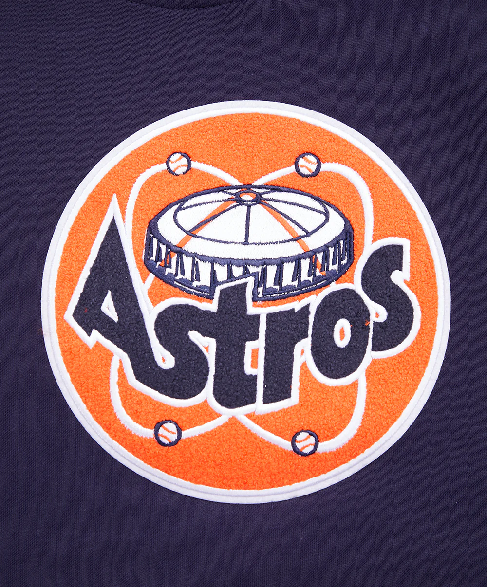 MLB HOUSTON ASTROS RETRO CLASSIC WOMEN'S CROPPED PULLOVER HOODIE (MIDNIGHT NAVY/ORANGE/MIDNIGHT NAVY) - Image 6